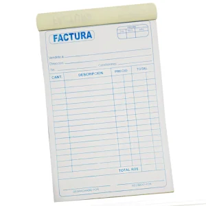 Talonario de Factura (NCR) 5 ½” x 8 ½”