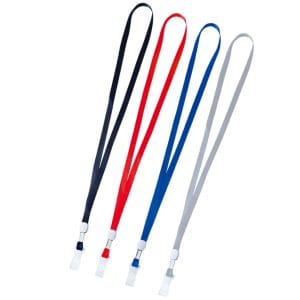 Cordón porta carnet fino Deli de 19 (45 cm), fabricado en poliéster suave y liviano. Ideal para credenciales en oficina, escuela y eventos