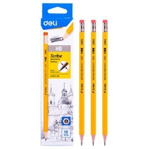 lápiz-carbón-HB #2-amarillo-12pcs-deli-scribe