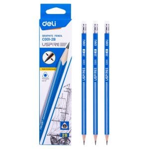 lápiz-de carbón-2B de cuerpo-triangular-deli uspire-12 pcs