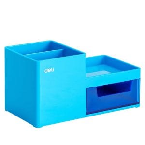 Organizador-Plástico-para Escritorio Azul-3 Compartimentos