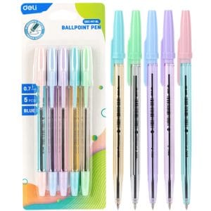 set-de-boligrafos-coloridos-ball-poin-pen-0-7-mm-azul-5-pcs