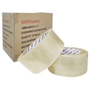 Cinta de Empaque SANTECH 2 x 90 Yardas, Transparente