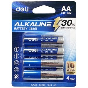 Pila Batería Alcalina AA 1.5V, 4 pcs paquete - Deli 18510 (1)